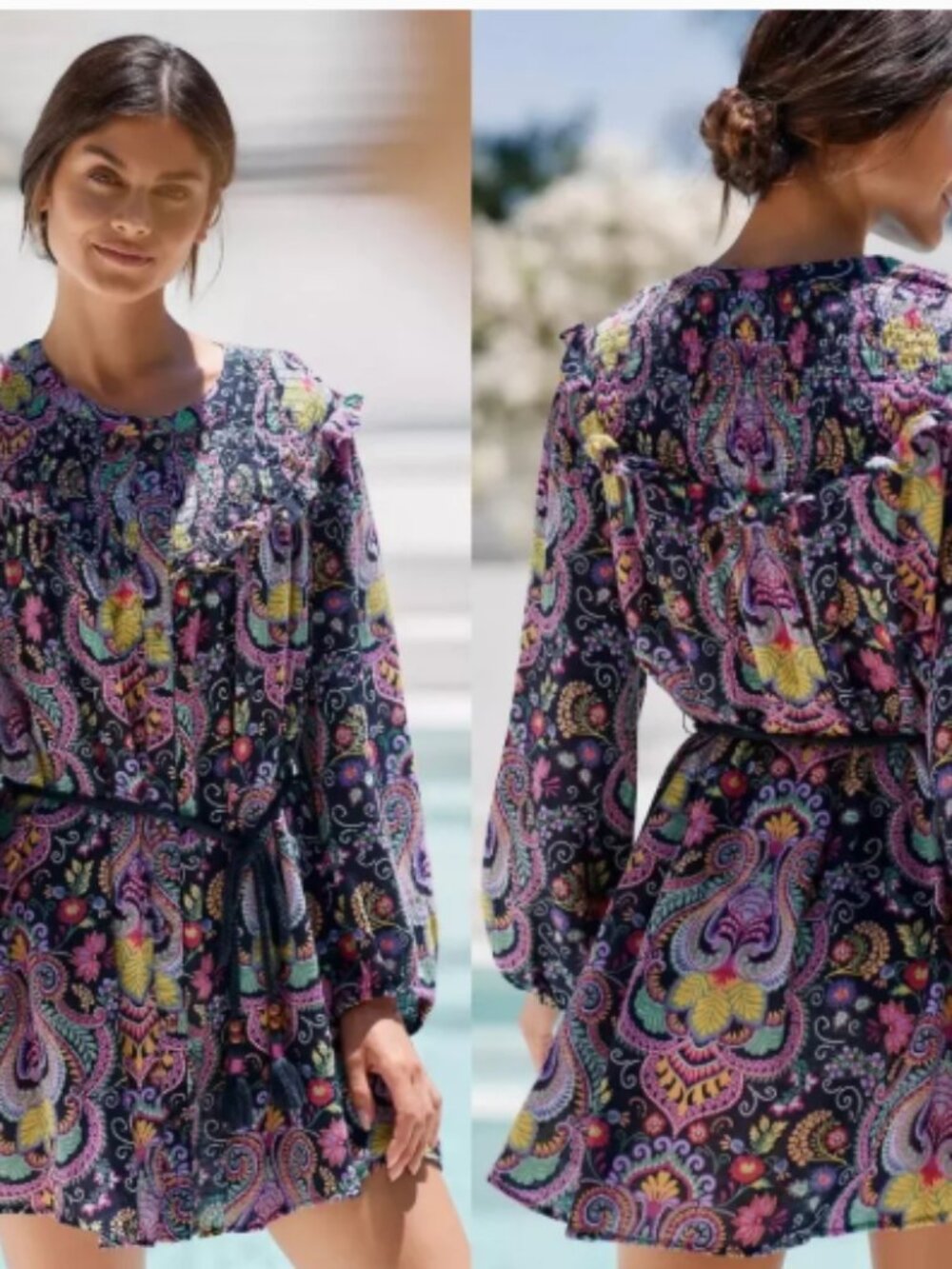 Anthropologie Floral Mini Dress Coverup Size XXS